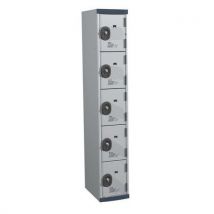 5-compartment locker h1800xw300 mm light grey key lock