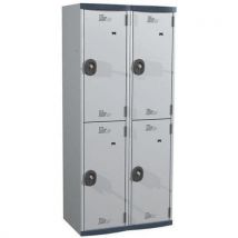 Single-piece locker with 2 columns of 2 compartments h1800 x w800 x d500 key lock light grey