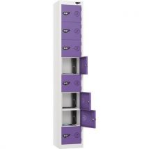 White/violet powered tablet locker - 8 doors - 2 usbs