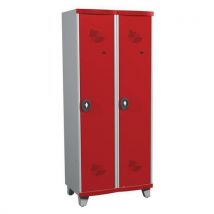 Dirty industry one-piece locker on feet 2 columns w800 x h1925 x d500 padlockable grey/red