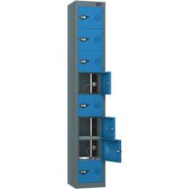 Grey/blue powered tablet locker - 8 doors - 3-pin plug