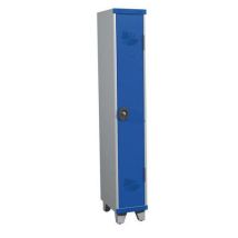 One-piece clean industry locker on feet 1 column w300xh1915xd500 with key lock grey/blue