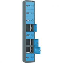 Grey/dark blue powered tablet locker - 8 doors - 3-pin plug
