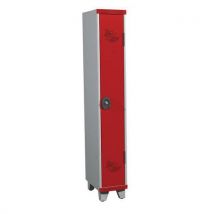 One-piece clean industry locker on feet 1 column w300xh1915xd500 with key lock grey/red