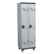 One-piece clean industry locker on feet 2 columns w600xh1915xd500 with key lock light grey