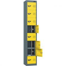 Grey/yellow powered tablet locker - 8 doors - 3-pin plug