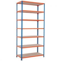 Rapid 2 2440hx915wx380mmd blue/orange 7 chipboard shelves
