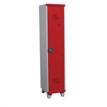 Dirty industry one-piece locker on feet 2 columns w400 x h1925 x d500 lockable with key grey/red
