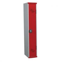 Clean industry one-piece locker on base 1 column w300 x h1800 x d500 padlockable grey/red