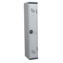 Clean industry one-piece locker on base 1 column w300 x h1800 x d500 lockable with key light grey