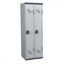 Clean industry one-piece locker on base 2 columns w600 x h1800 x d500 lockable with key light grey