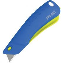 Auto retracting utility knife - squeezable handle - rebel