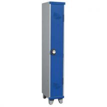 One-piece clean industry locker on feet 1 column w300xh1915xd500 with code lock grey/blue