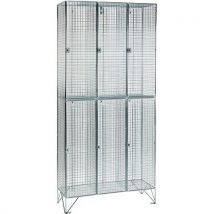 Stainless steel 2-door 3 nest wire mesh lockers 1974x915x305