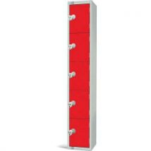 Red combo lock 5 door locker - 1800x300x300mm - elite