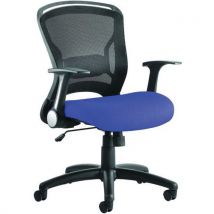 Black mesh operator office chair - blue fabric seat - zeus