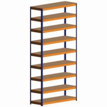 Rapid1 shelving 3660h x 2134w x 380d blue & orange 9 chipboard shelves