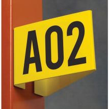 Yellow s/a angled aisle marker 3 characters per side -95x130