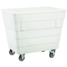 White hdpe rotomoulded container 500 l stainless steel wheels