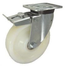 Nylon Heavy Duty Castor. Swivel C/W Wheel Brake 125mm Diameter by Flexello