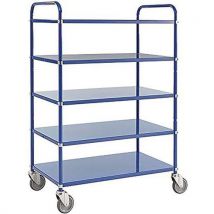 5 shelf metal service trolley blue 250kg