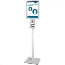 Floor stand for sanitiser dispenser with display frame
