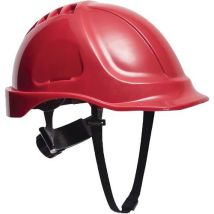 Red safety hard hat - ventilated visor helmet - portwest
