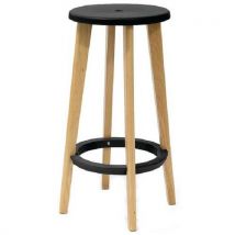 Woody stools with beech base and black seat