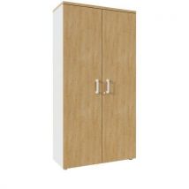 Tall cabinet h197xl100xd45 cm 5 shlvs. White met./auth. Oak