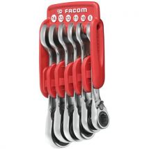 Set of 10 short combination ratchet spanners 7 to 17 mm