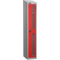 Red 1 door sloping top vision panel locker 1930x305x460mm