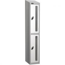 White 2 door sloping top vision panel locker 1930x305x460mm