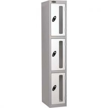 White 3 door flat top vision panel locker 1780x305x460mm