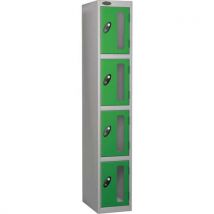 Green 4 door flat top vision panel locker 1780x305x460mm