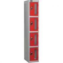 Red 4 door flat top vision panel locker hxwxd 1780x305x460mm