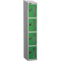 Green 4 door sloping top vision panel locker 1930x305x460mm