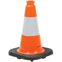 Safety cone with reflective strip and black base