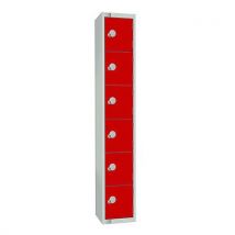 Red/grey 6 door antibac locker 1800x300x450mm cylinder lock