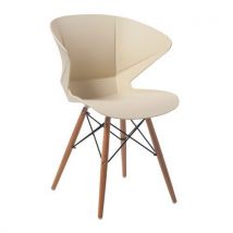 Pack of 2 mocha breakout chairs with wood legs cream