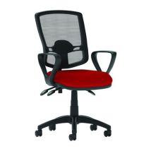 Mesh deluxe chair - red fabric - loop arms - eclipse+ iii