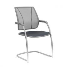 Humanscale diffrient occasional chair silver frame grey seat