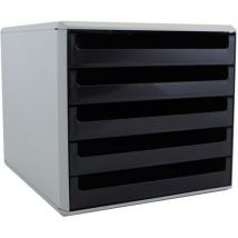 Eco desk filing module with 5 drawers - black/grey - sign