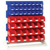 Bott 1125mm blue single louvre panel rack with 48 bins