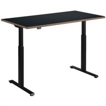 Rusa electric desk - 140x80cm black leg - black/ply edge top