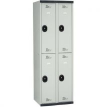 Single-piece locker with 2 columns of 2 compartments h1800 x w600 x d500 key lock light grey