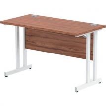 Straight desk - walnut - white cantilever leg wxd 120x60 cm