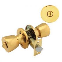 Touchpoint hotel door knobset bathroom polished brass