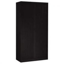 Black monobloc cabinet with tambour doors h198xl100 black doors 4 shelves nf