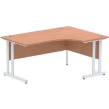 Right crescent desk - oak - white cantilever leg w 160 cm