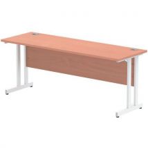 Straight desk - beech - white cantilever leg wxd 180x60 cm